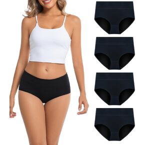Women's Cotton Underwear Mid Waisted Brief Style Underpant (4 Pack)