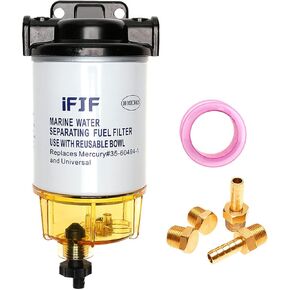 iFJF 35-60494-1 Fuel Water Separating Filter 3/8 Inch Port for Outboard Motor Mercury 35-60494-1 S3213 S3214 B32013 18-7932-1 18-7922 18-7932 18-7928-1 18-7928 18-7919 10 Micron Marine 35-809097