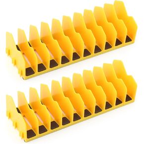 2-Pack Plier Organizer Rack, Yellow, Practical/Work-Oriented Tool Organizer with Non-Slip Base, 20 Slots, Keeps Tools Organized in Drawers