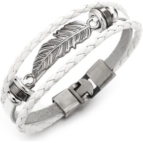 Coolsteelandbeyond Vintage Leaf Leaf Bracelet Leaft Bracelet للرجال للنساء ، معصم جلدي من ثلاثة صفوف