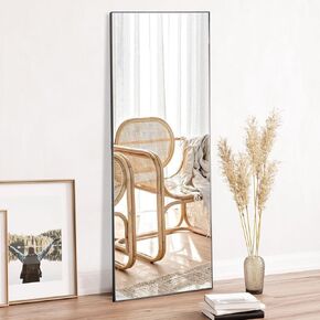 DUMOS Full Length Mirror 59"x16" Full Body Floor Mirror for Bedroom or Cloakroom, Can Stand Alone, Hang or Lean Against Wall, Tall Wall Mirror with Stand and Sleek Aluminum Alloy Thin Frame