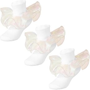 Toddler Girls Ruffle Socks Baby Girl Double Lace Frilly Turn Cuff Socks, Toddler Dress Socks Kids Ankle Tutu Socks