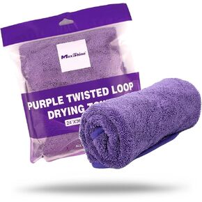Maxshine 3-Piece 600GSM Microfiber Drying Towels – Single Twisted Loop, Ultra-Absorbent Plush Towel for Car Washing & Drying – Streak-Free Auto Detailing Cloths (24"x36") – Purple