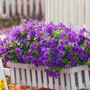 SHareconn 24 Bundles Artificial Flowers for Outdoors Decoration, Faux Plants Fake Silk Colorful Daisy Eucalyptus Lavender, UV Resistant for Outside Home Porch Patio Indoor Spring Decor, Mix 4 Colors