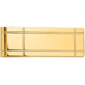 Avariah Solid 14k Yellow Gold Men's Grooved Polished Money Clip - 54mm
