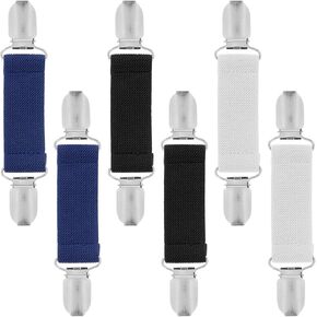 Pant Waist Tightener, 6 Pcs Adjustable Waist Cincher Clip Belt Elastic Belts Clips Clothing Back Cinch Clip for Women Men Jeans Pants Dress Shawl Mitten Clips, Black/White/Blue