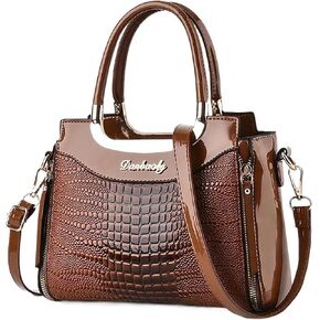 Port & Lotus Small Top Handle Crossbody محافظ للنساء تمساح أكياس الكتف للنساء