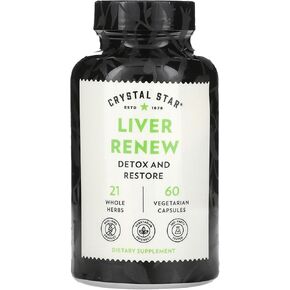 Crystal Star Liver Renew, 60 Capsules, Herbal Liver Cleanse Supplement That Supports Normal Liver Function & Promotes Toxin Release - Milk Thistle, Non-GMO