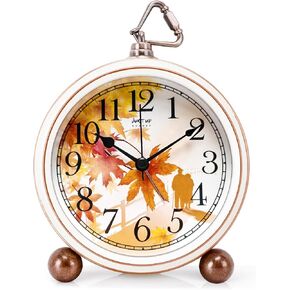 Retro Desk Clock, 5 Inches Romantic Maple Vintage Alarm Clock, Silent Non Ticking Small Clock Battery Powered, Loud Alarm Clock for Heavy Sleepers, Decor Table Clocks Gift for Mother's Day (Love)