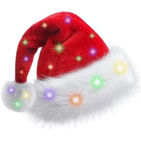 TCJJ Santa Hat for Adult Christmas Hats Unisex Holiday Red Velvet Double Layer Comfort Xmas Hat for New Year Festive Party