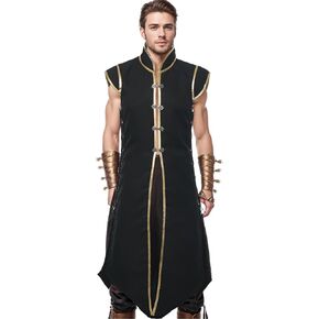 Mens Medieval Viking Vest, Vintage Sleeveless Jacket Long Knight Surcoat Renaissance Waistcoat Costume