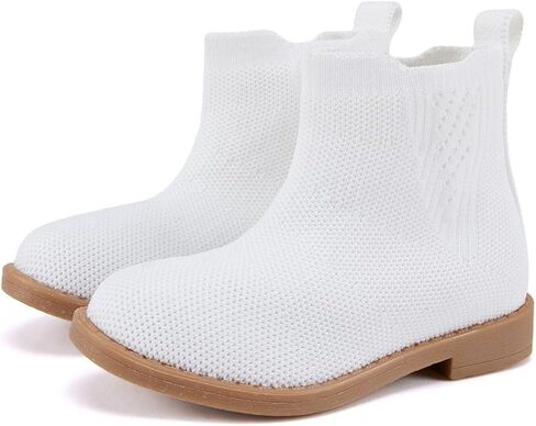BMCiTYBM Toddler Girls Ankle Boots Low Heel Knitting Sock Short Chelsea Breathable Mesh Slip On Booties Dress Shoes All Season in Saudi Arabia