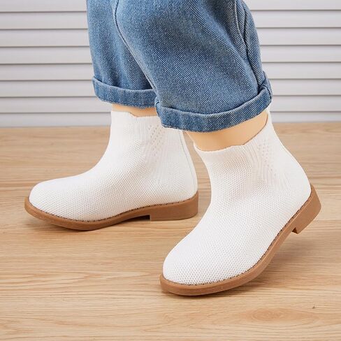 BMCiTYBM Toddler Girls Ankle Boots Low Heel Knitting Sock Short Chelsea Breathable Mesh Slip On Booties Dress Shoes All Season in Saudi Arabia