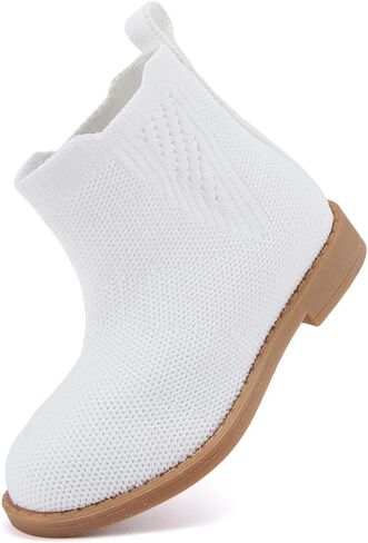 BMCiTYBM Toddler Girls Ankle Boots Low Heel Knitting Sock Short Chelsea Breathable Mesh Slip On Booties Dress Shoes All Season in Saudi Arabia
