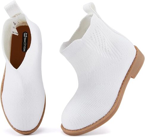 BMCiTYBM Toddler Girls Ankle Boots Low Heel Knitting Sock Short Chelsea Breathable Mesh Slip On Booties Dress Shoes All Season in Saudi Arabia