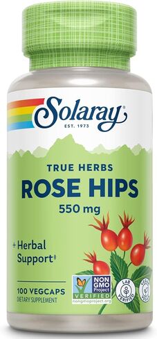 SOLARAY Rose HIPS Fruit 550mg | Healthy Skin, Joints & Immune Function Support | Source of Vitamin C & Bioflavonoids | Non-GMO & Vegan | 100 VegCaps in Saudi Arabia