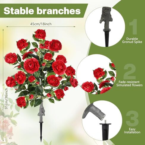 2 Pack 36" Artificial Camellia Tree Plants 3ft Faux Camellia Flower with Spike UV Resistant Fake Floral Blooming Bush for Indoor Outdoor Wedding Front Door Porch Garden Backyard Garden(White) in Saudi Arabia