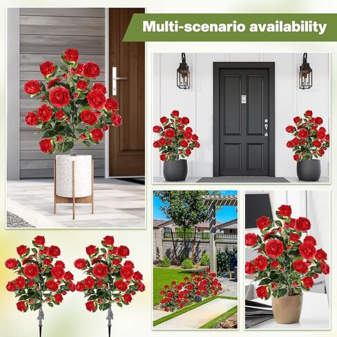 2 Pack 36" Artificial Camellia Tree Plants 3ft Faux Camellia Flower with Spike UV Resistant Fake Floral Blooming Bush for Indoor Outdoor Wedding Front Door Porch Garden Backyard Garden(White) in Saudi Arabia