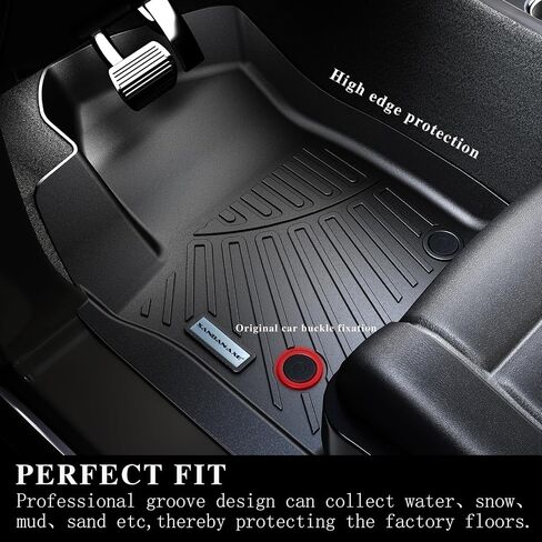 Floor Mats for Ford F-150 2015-2025 SuperCrew & 2022-2025 F-150 Lightning (No Fold Flat Storage) - Front & Rear 3PCS, 1st & 2nd Row Black in Saudi Arabia