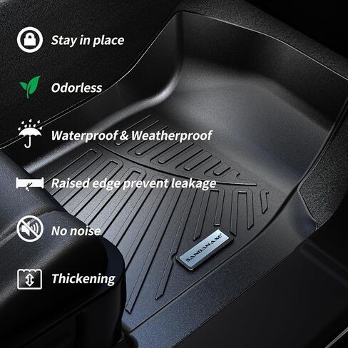 Floor Mats for Ford F-150 2015-2025 SuperCrew & 2022-2025 F-150 Lightning (No Fold Flat Storage) - Front & Rear 3PCS, 1st & 2nd Row Black in Saudi Arabia