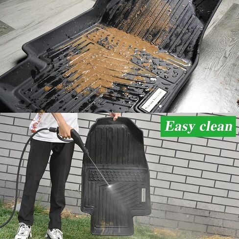 Floor Mats for Ford F-150 2015-2025 SuperCrew & 2022-2025 F-150 Lightning (No Fold Flat Storage) - Front & Rear 3PCS, 1st & 2nd Row Black in Saudi Arabia