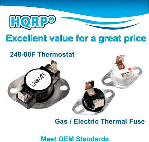 HQRP Dryer Thermostat & Thermal Fuse Kit compatible with General Electric GE AD924WSX1; Norge DEL202WC DEL203AC DEL203AC DEL203HC DEL203HC in Saudi Arabia