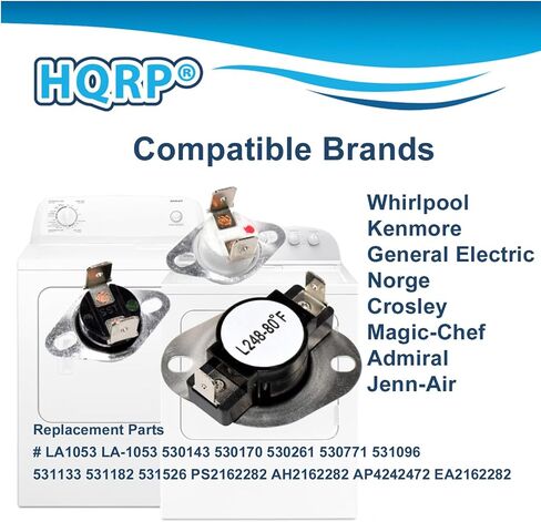 HQRP Dryer Thermostat & Thermal Fuse Kit compatible with General Electric GE AD924WSX1; Norge DEL202WC DEL203AC DEL203AC DEL203HC DEL203HC in Saudi Arabia