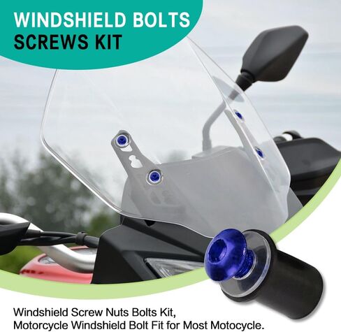 10PCS Motorcycle Windshield Bolts Screws Kit, Aluminum Alloy Motorbike Windscreen Body Mounting Bolts Nuts, Universal 5mm Fairing Well Nuts Fastener Screw for Motorcycle Windshield and Body Panels in Saudi Arabia