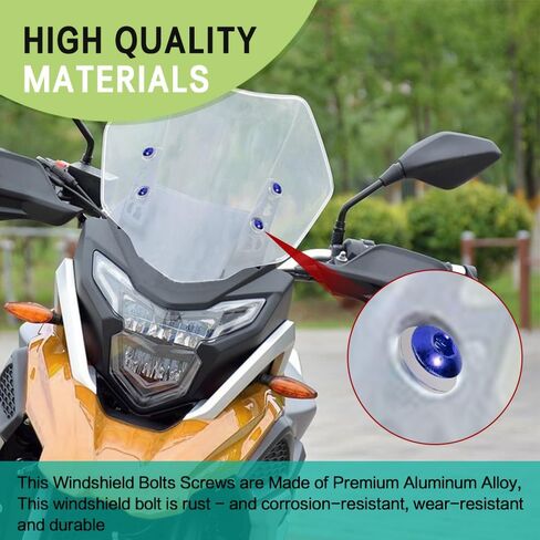 10PCS Motorcycle Windshield Bolts Screws Kit, Aluminum Alloy Motorbike Windscreen Body Mounting Bolts Nuts, Universal 5mm Fairing Well Nuts Fastener Screw for Motorcycle Windshield and Body Panels in Saudi Arabia