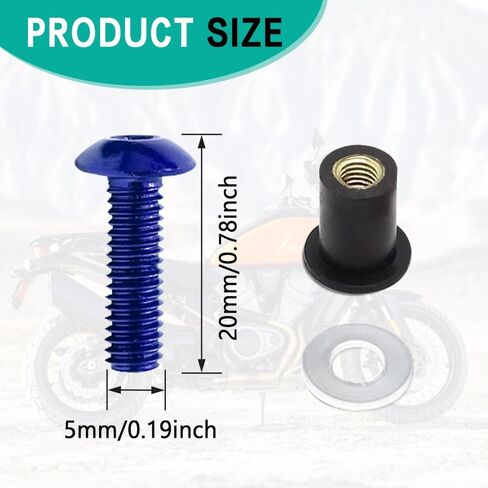 10PCS Motorcycle Windshield Bolts Screws Kit, Aluminum Alloy Motorbike Windscreen Body Mounting Bolts Nuts, Universal 5mm Fairing Well Nuts Fastener Screw for Motorcycle Windshield and Body Panels in Saudi Arabia