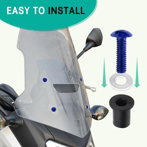 10PCS Motorcycle Windshield Bolts Screws Kit, Aluminum Alloy Motorbike Windscreen Body Mounting Bolts Nuts, Universal 5mm Fairing Well Nuts Fastener Screw for Motorcycle Windshield and Body Panels in Saudi Arabia
