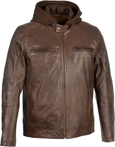 Milwaukee Leather SFM1850 Men's Black Snap Collar Leather Moto Jacket with Removable Hoodie in Saudi Arabia