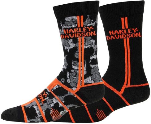 Harley-Davidson Men's 2-Pack Performance Camo & Striped Riding Crew Socks- Gray in Saudi Arabia
