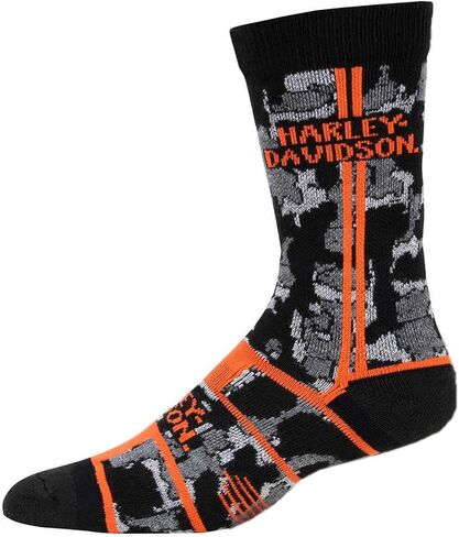 Harley-Davidson Men's 2-Pack Performance Camo & Striped Riding Crew Socks- Gray in Saudi Arabia