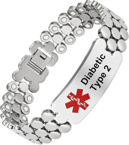 Medical Alert Bracelets For Men, 8.46'' Magnetic Titanium Bracelet With 42 Magnets, Suitable For Type 1 Diabetes, Type 2 Diabetes, Epilepsy in Kuwait