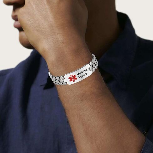 Medical Alert Bracelets For Men, 8.46'' Magnetic Titanium Bracelet With 42 Magnets, Suitable For Type 1 Diabetes, Type 2 Diabetes, Epilepsy in Kuwait