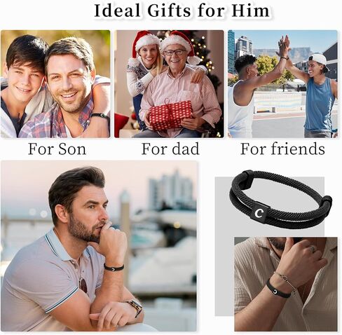 Tondiamo Rope Initial Bracelet with Stainless Steel Letter Charm Adjustable Handmade Braided Bracelet for Men Women in Saudi Arabia