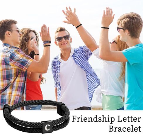 Tondiamo Rope Initial Bracelet with Stainless Steel Letter Charm Adjustable Handmade Braided Bracelet for Men Women in Saudi Arabia