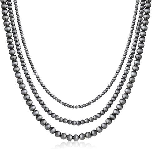 Navajo Pearl Necklace Western Pearl Layered Necklaces Western Jewelry for Women Black Beaded Choker Necklace Trendy Boho Country Concert Outfits Accessories in Saudi Arabia