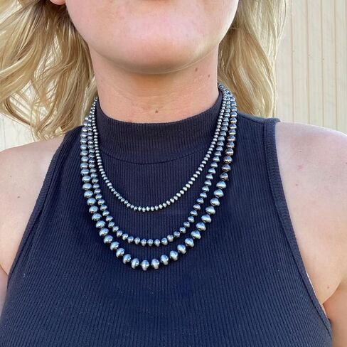 Navajo Pearl Necklace Western Pearl Layered Necklaces Western Jewelry for Women Black Beaded Choker Necklace Trendy Boho Country Concert Outfits Accessories in Saudi Arabia