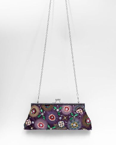 Colorful Floral Leaves Embroidered Sequined Clutch Purse Small Flower Prom Purse Wedding Handbag Women Evening Bag in Kuwait