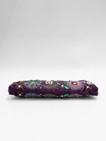 Colorful Floral Leaves Embroidered Sequined Clutch Purse Small Flower Prom Purse Wedding Handbag Women Evening Bag in Kuwait