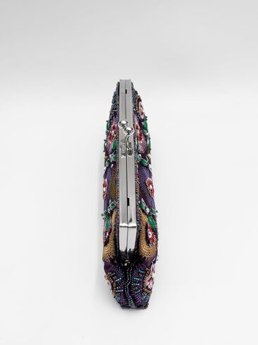 Colorful Floral Leaves Embroidered Sequined Clutch Purse Small Flower Prom Purse Wedding Handbag Women Evening Bag in Kuwait