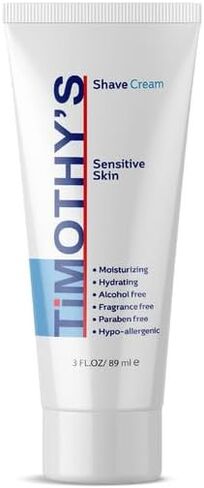 Timothy's Shave Cream, Two 3 ounce tubes, Paraben free, Alcohol free, fragrance free in Saudi Arabia
