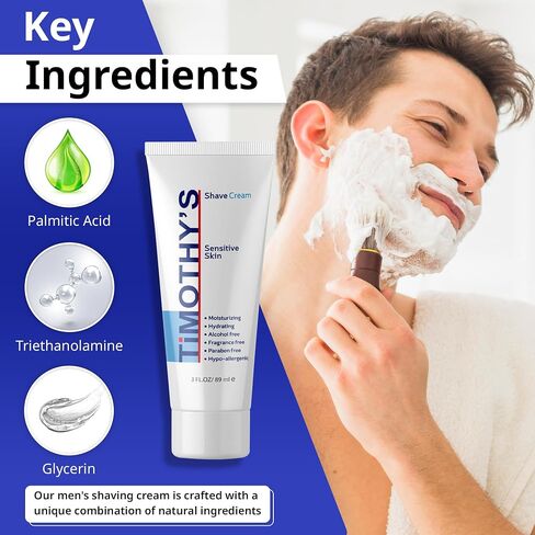 Timothy's Shave Cream, Two 3 ounce tubes, Paraben free, Alcohol free, fragrance free in Saudi Arabia