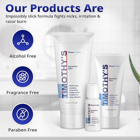 Timothy's Shave Cream, Two 3 ounce tubes, Paraben free, Alcohol free, fragrance free in Saudi Arabia
