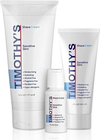 Timothy's Shave Cream, Two 3 ounce tubes, Paraben free, Alcohol free, fragrance free in Saudi Arabia