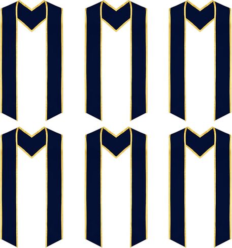 6 Pieces 72 Inch Unisex Graduation Honor Stole Plain Graduation Sash Angled End With Trim for Students Adults in Saudi Arabia