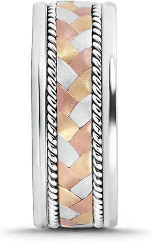 Angara Men's Braided Rope Three Tone Wedding Band in Tricolor in White Gold in Saudi Arabia