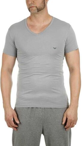 Emporio Armani 2-Pack Stretch Cotton Men's V-Neck T-Shirts White/Navy in Saudi Arabia